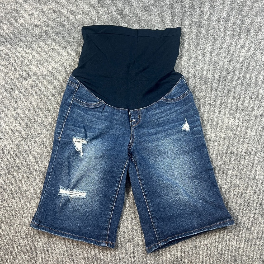 1822 Denim Bermuda Shorts Womens 27 Maternity Distressed Low Rise Medium‎ Wash